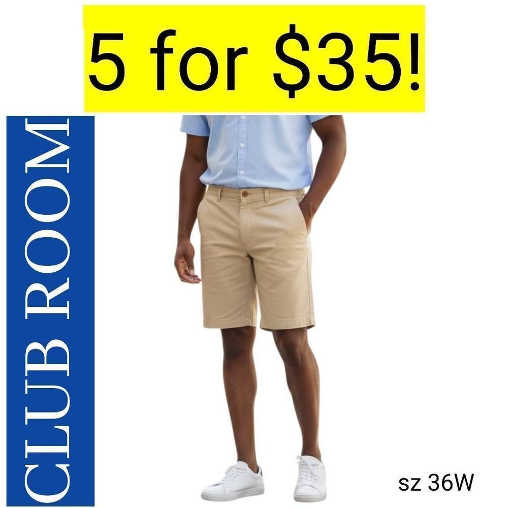Club Room Tan Flat Front Casual Comfort Beach Vacation Cruise Bundle Sale Shorts